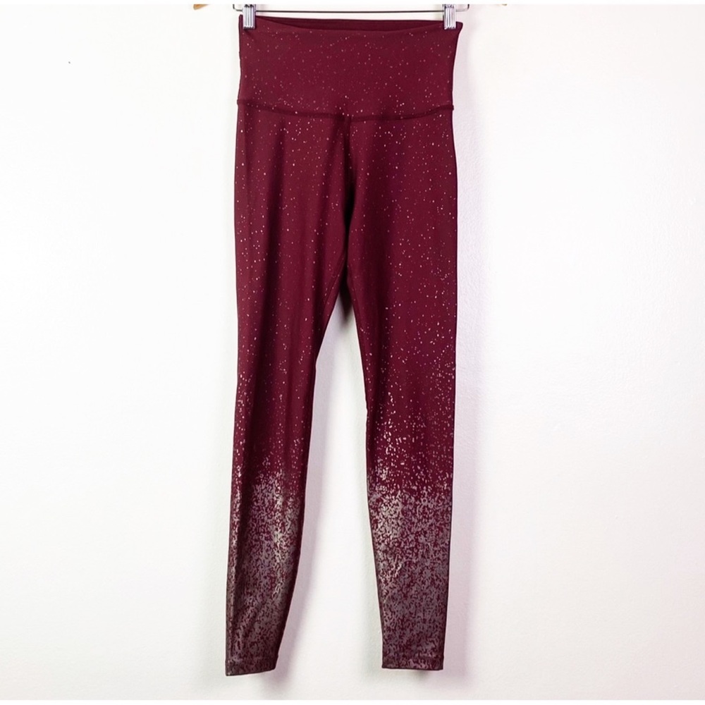 Beyond Yoga Alloy Ombre Metallic Gunmetal Speckle High Rise Leggings Burgundy M